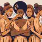 Håller för munnen olika ansikten och olika känslor